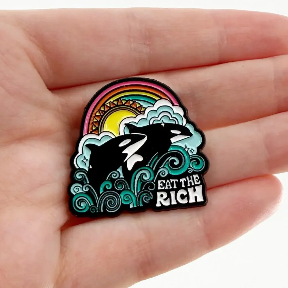 Eat The Rich Killer Orca Whale Soft Enamel Pin